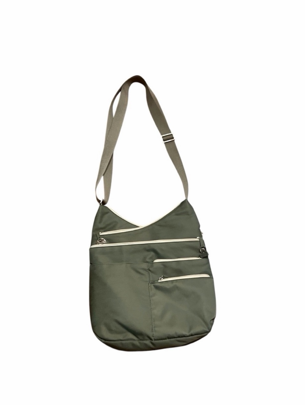 New Travelon anti theft green sling crossbody bag handbag travel nylon